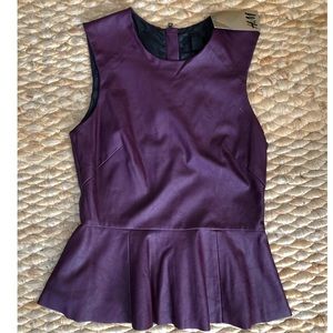 NWT! 🍇 FAUX LEATHER PEPLUM TOP